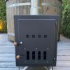 Badezuber Badebottich Hot Tub Ø 207 cm mit externem Ofen inkl. Kunststoff Einsatz und Deckel in grau