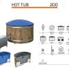 Badezuber Badebottich Hot Tub Ø 207 cm mit externem Ofen inkl. Kunststoff Einsatz und Deckel in grau