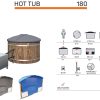 Badezuber Badebottich Hot Tub mit externem Ofen, PE-Kunststoff Einsatz und Abdeckung in grau