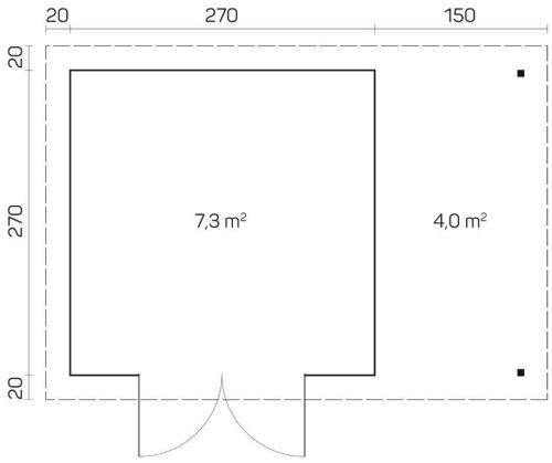 Gartenhaus GLORIA-D 2,90x2,90m +1,50m Schleppdach inkl. 18mm Fußboden.