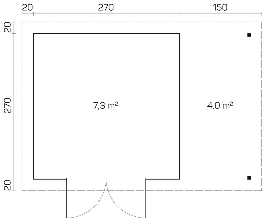 Gartenhaus GLORIA-D 2,90x2,90m +1,50m Schleppdach inkl. 18mm Fußboden. 