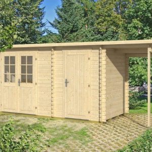 Gartenhaus GLORIA-H 4,45x2,9m + 1,5m Schleppdach und Fußboden