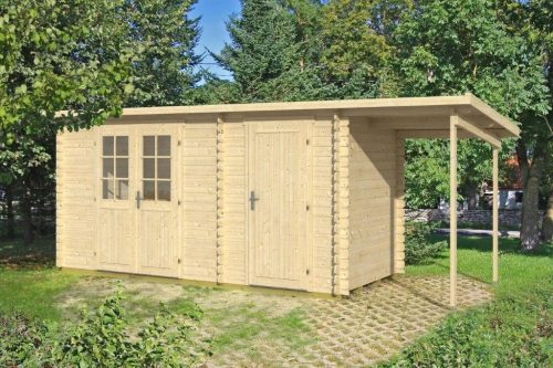 Gartenhaus GLORIA-H 4,45x2,9m + 1,5m Schleppdach und Fußboden