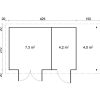 Gartenhaus GLORIA-H 4,45x2,9m + 1,5m Schleppdach und Fußboden