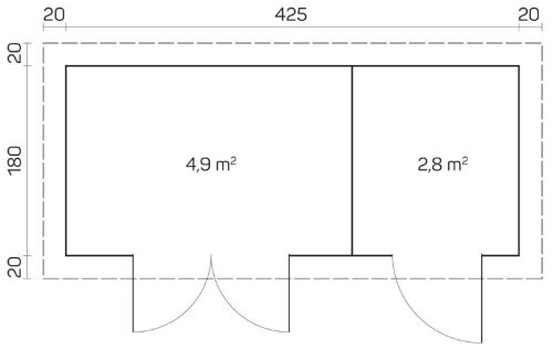 Gartenhaus GLORIA-F 4,45 x 2,00m mit Fußboden