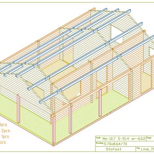 Wochenendhaus, Ferienhaus, Blockhaus mit 3 Räumen und L-Terrasse KEMI