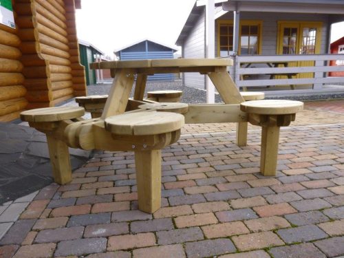 Sitzgruppe LINDA Tisch mit integrierten 6 Stühlen, kesseldruckimprägniert, fertig montiert. Nur Selbstabholung möglich – Bild 2