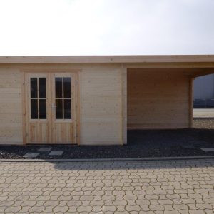 Gartenhaus KÖLN 4,0 x 3,0m + 3m Terrasse, mit Boden, Isolier-, Doppelverglasung, Pultdach 