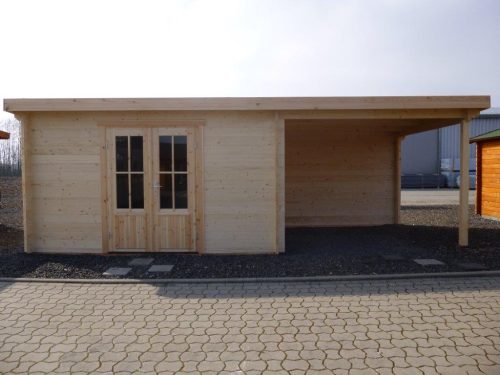 Gartenhaus KÖLN 4,0 x 3,0m + 3m Terrasse, mit Boden, Isolier-, Doppelverglasung, Pultdach
