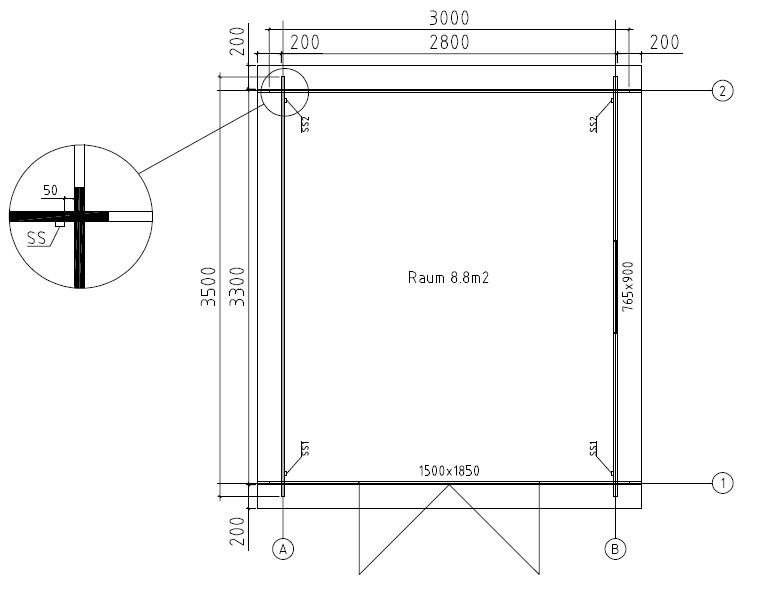 Gartenhaus ANKONA 3,00 x 3,50m mit Fußboden und Befestigungsmaterial – Bild 3