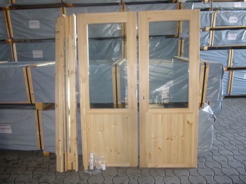 Holztür Tür Doppeltür mit 2/3 Doppel-, Isolierglas Gummidichtung 1500x2000mm für Gartenhaus Ferienhaus aus Holz – Bild 7