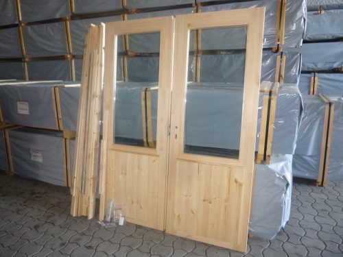 Holztür Tür Doppeltür mit 2/3 Doppel-, Isolierglas Gummidichtung 1500x2000mm für Gartenhaus Ferienhaus aus Holz – Bild 8