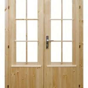 Holztür Tür Doppeltür mit 2/3 Doppel-, Isolierglas Gummidichtung 1500x2000mm für Gartenhaus Ferienhaus aus Holz