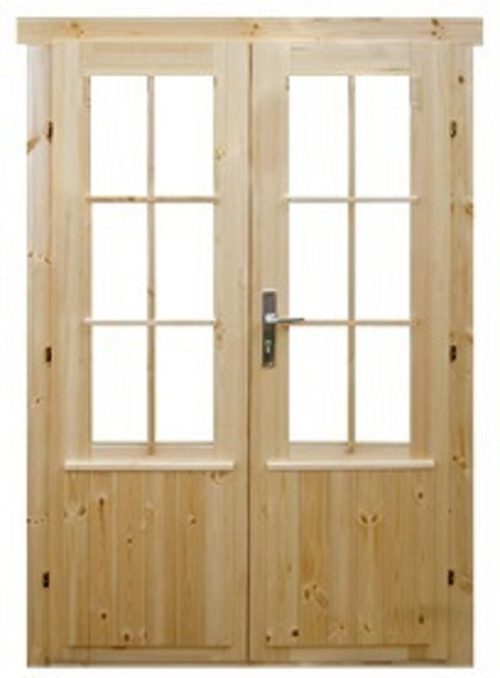 Holztür Tür Doppeltür mit 2/3 Doppel-, Isolierglas Gummidichtung 1500x2000mm für Gartenhaus Ferienhaus aus Holz