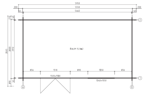 44mm Gartenhaus FLORENZ 5,75 x 3,20m mit Fußboden, Doppel-Isolierverglasung. Pultdach – Bild 9