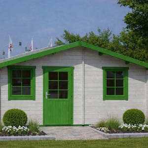 44mm Gartenhaus LINGEN 5,0 x 3,8 m mit 2 Räumen, Fußboden, Isolierverglasung