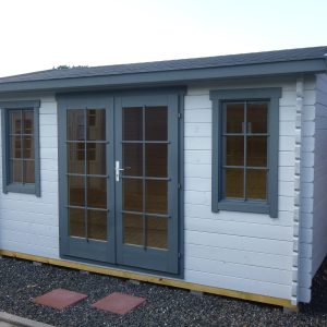 44mm Gartenhaus STEINFURT 4,10 x 3,20m mit Fußboden und Doppel-, Isolierverglasung