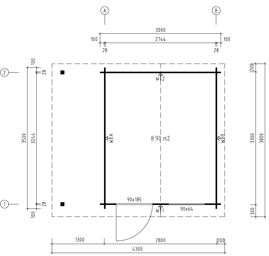 Gartenhaus RIMINI 3,00 x 3,50m + 1,30m Schleppdach und 28mm Fußboden – Bild 4